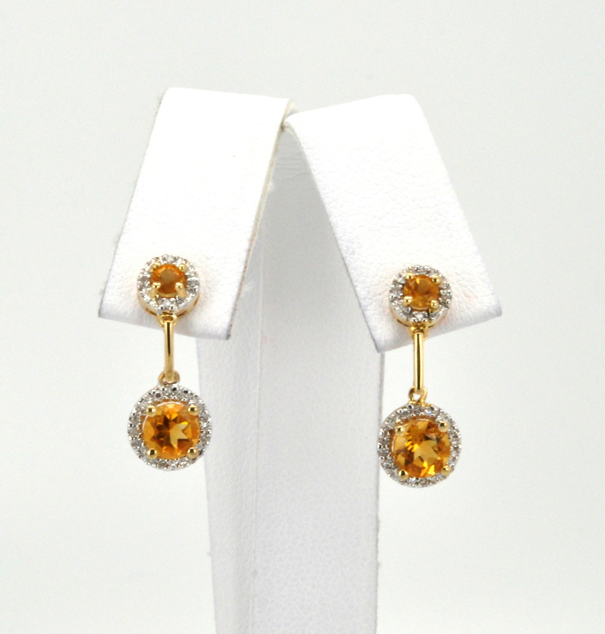 14K Yellow Gold Citrine/Diamond Dangling Earrings 42002041 | Shin Brothers* 14K Yellow Gold Citrine/Diamond Dangling Earrings 42002041 | Shin Brothers*