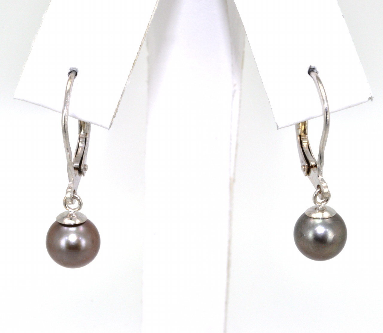 14K White Gold Black Pearl Earrings 42000860