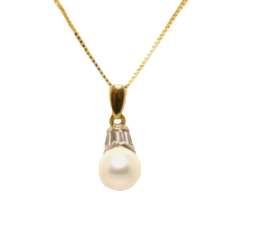 14K Two Tone Gold CZ Pearl Charm 52000614** 14K Two Tone Gold CZ Pearl Charm 52000614**