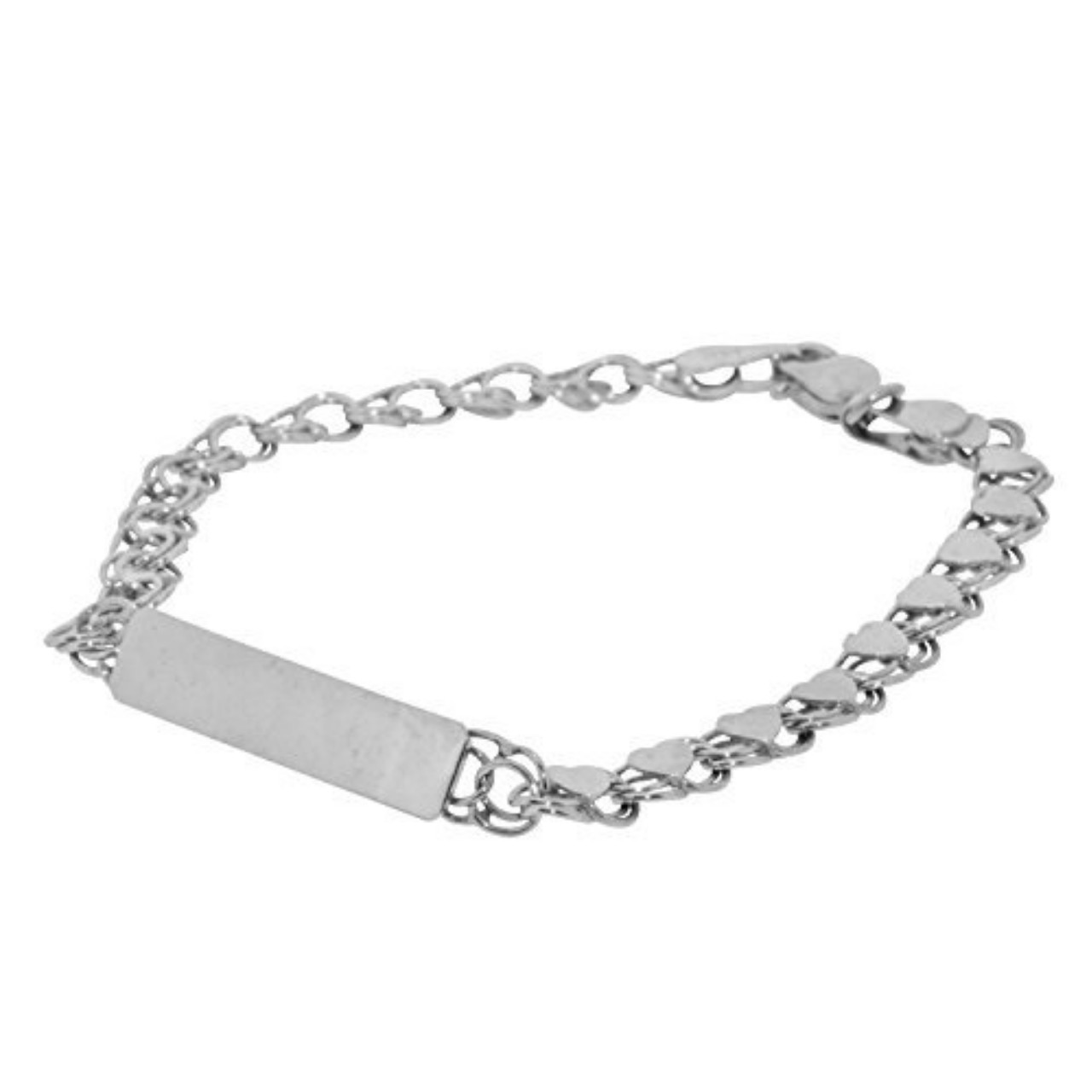 14K White Gold ,Heart ,Baby ID, Bracelet,  gold bracelet, heart bracelet, ID bracelet, 14k white gold