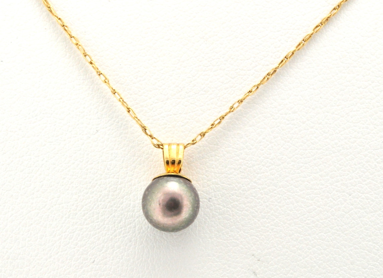 14K Yellow Gold Gray Pearl Pendant 52001485