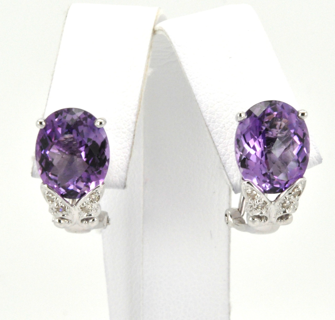 14K White Gold Amethyst/Diamond Drop Earrings 42002070 | Shin Brothers* 14K White Gold Amethyst/Diamond Drop Earrings 42002070 | Shin Brothers*