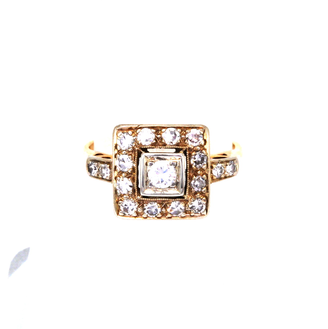 14K Yellow Gold Size 6 Diamond Square Shape Ring 11002429 | Shin Brothers** 