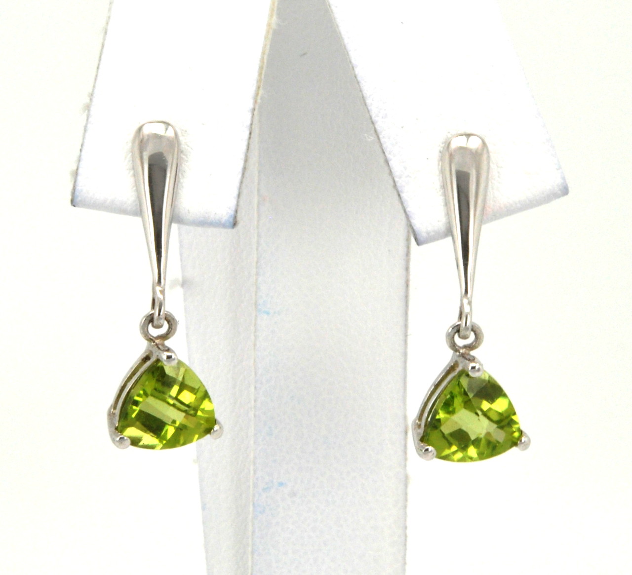 14K White Gold Peridot Post Back Earrings 42002065