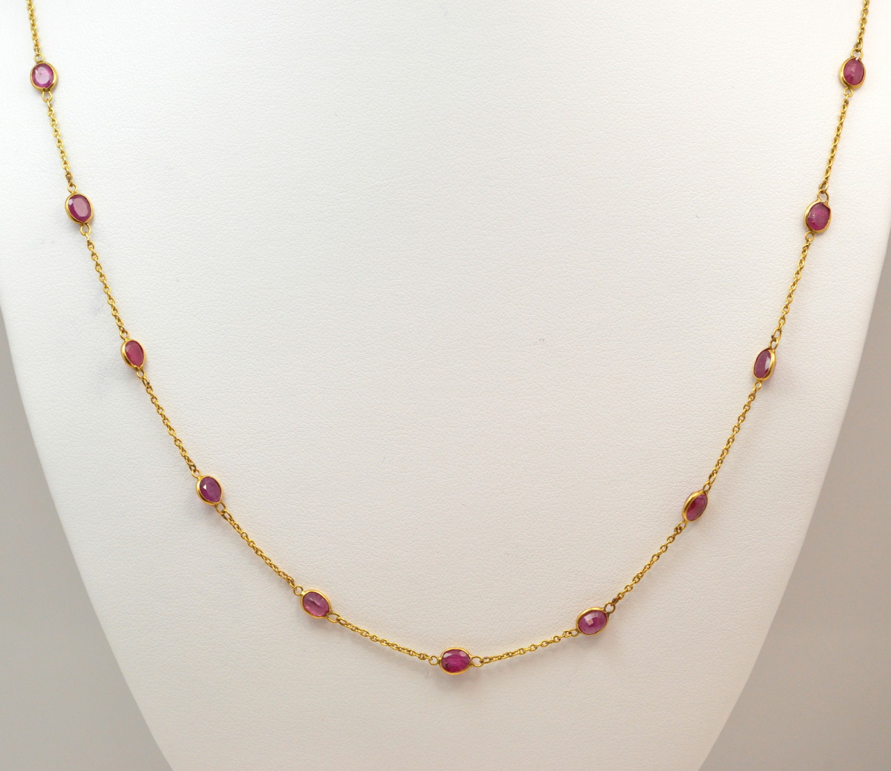 18K Yellow Gold Ruby Cable Necklace 32000343