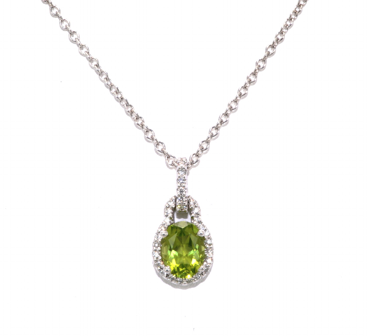 14K White Gold 16" Diamond Peridot Necklace 32000352 14K White Gold 16" Diamond Peridot Necklace 32000352