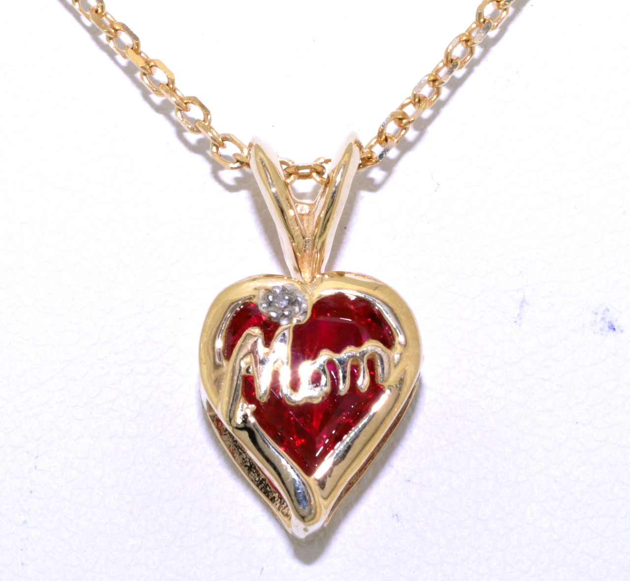 10K Yellow Gold Synthetic Red Diamond Mom Charm 52001578 10K Yellow Gold Synthetic Red Diamond Mom Charm 52001578