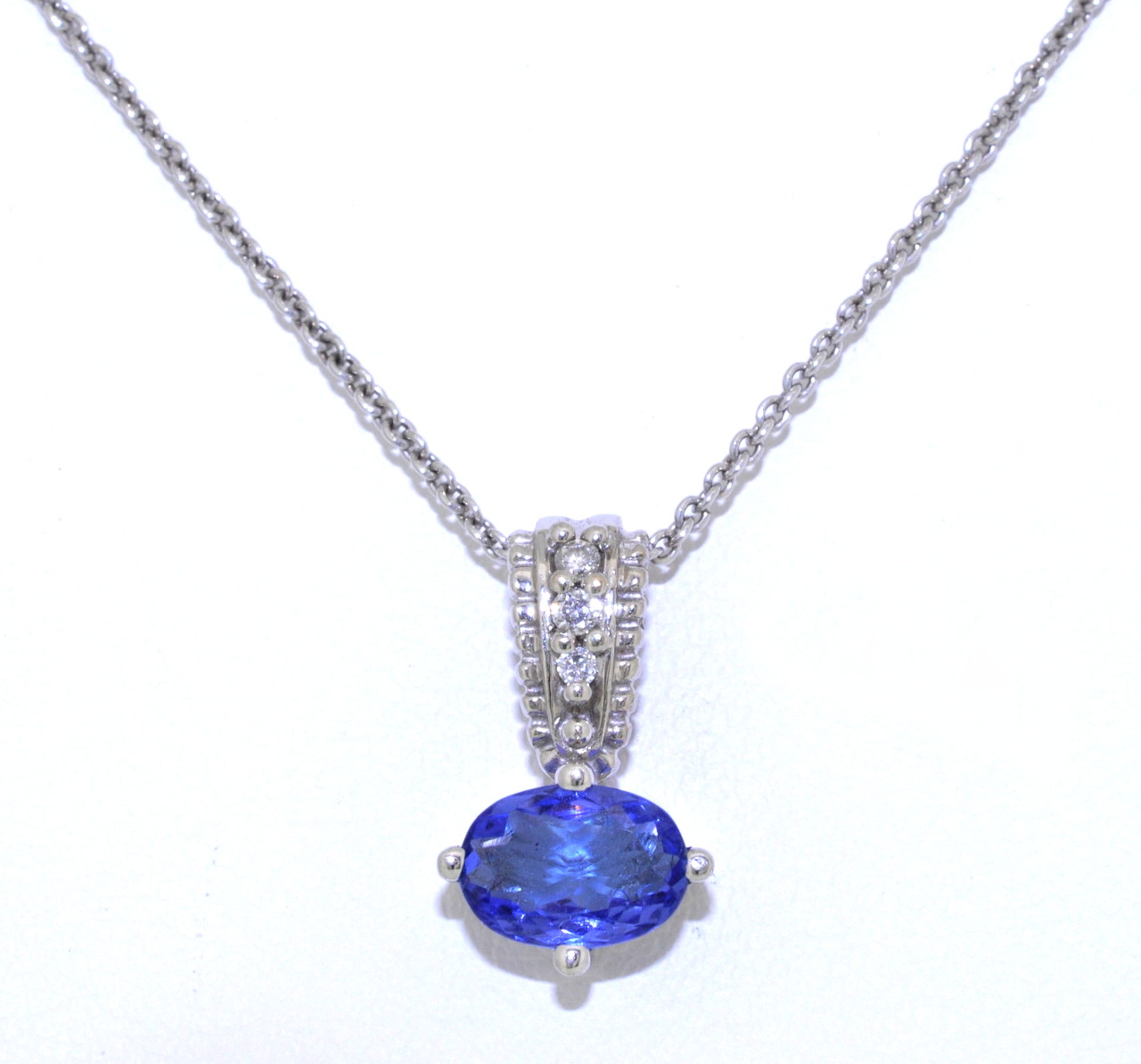 14K White Gold Tanzanite Diamond Pendant 52000889 | Shin Brothers*