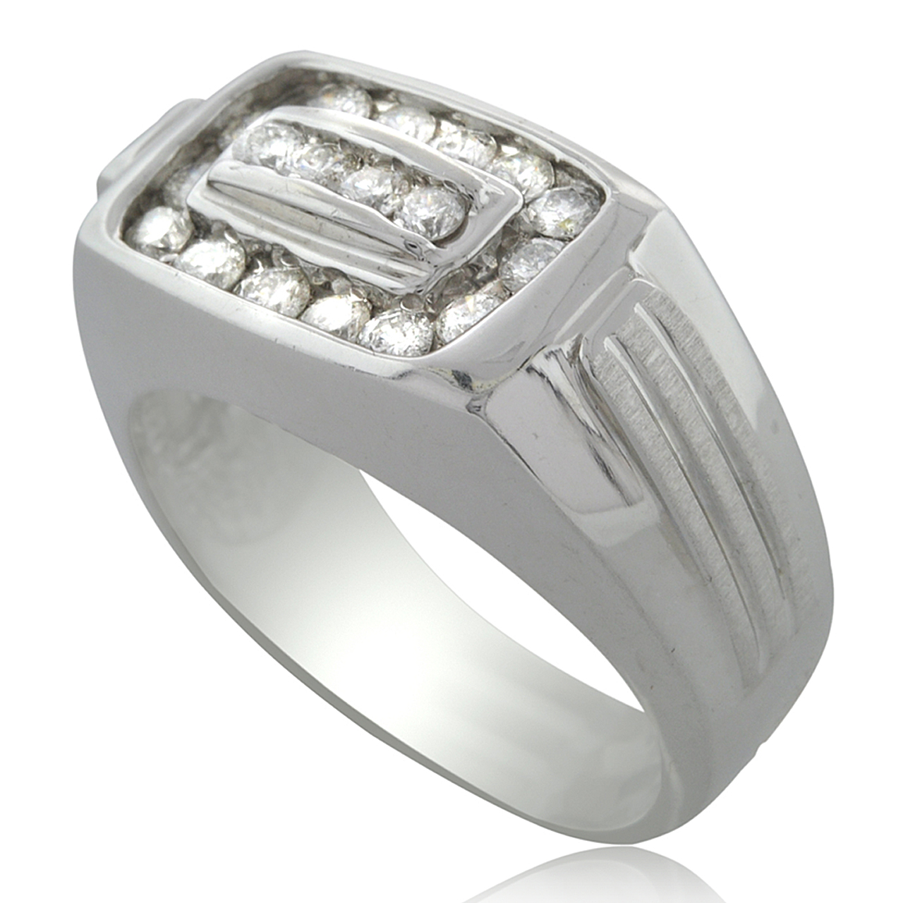 14K White Gold Men's Fancy Diamond Ring 11001427 | Shin Brothers*