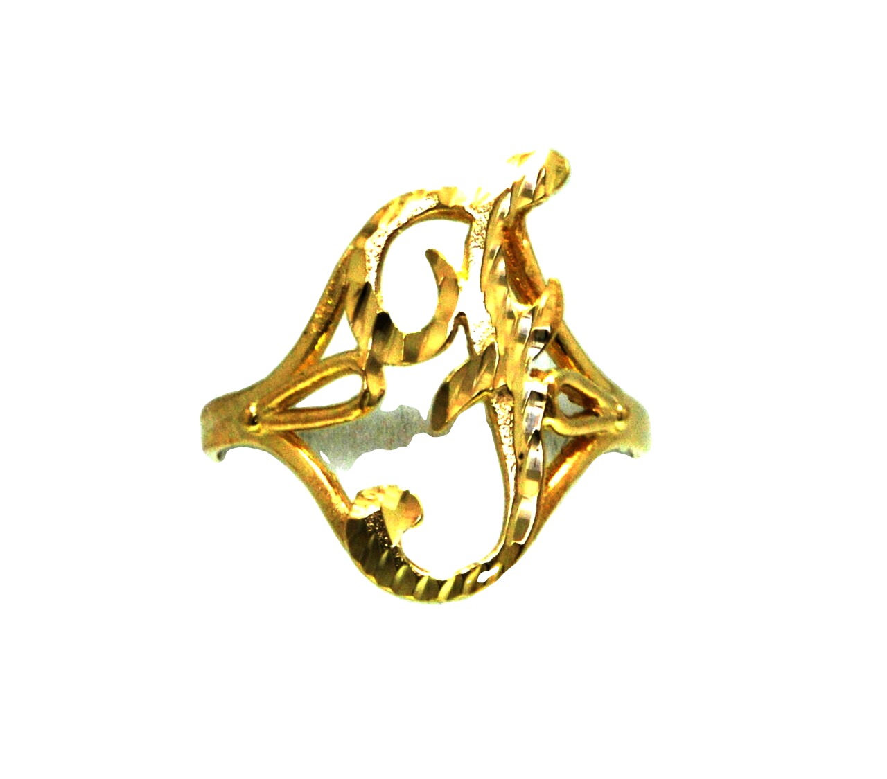 14K Yellow Gold Size 5.5 Decorated Initial "F" Ring 10000830 By Shin Brothers INC 14K Yellow Gold Size 5.5 Decorated Initial "F" Ring 10000830 By Shin Brothers INC