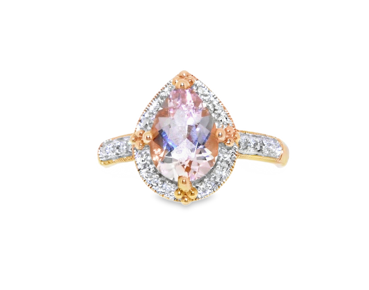 14K Yellow Gold Morganite and Diamond Ring 12002276 | Shin Brothers** 