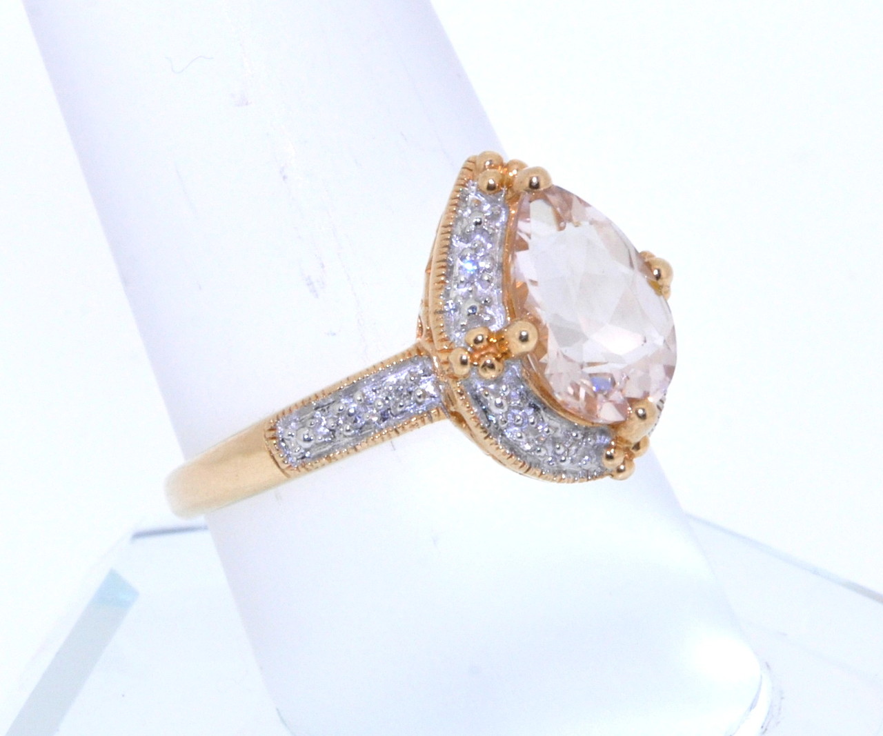 14K Yellow Gold Morganite and Diamond Ring 12002276 | Shin Brothers* 