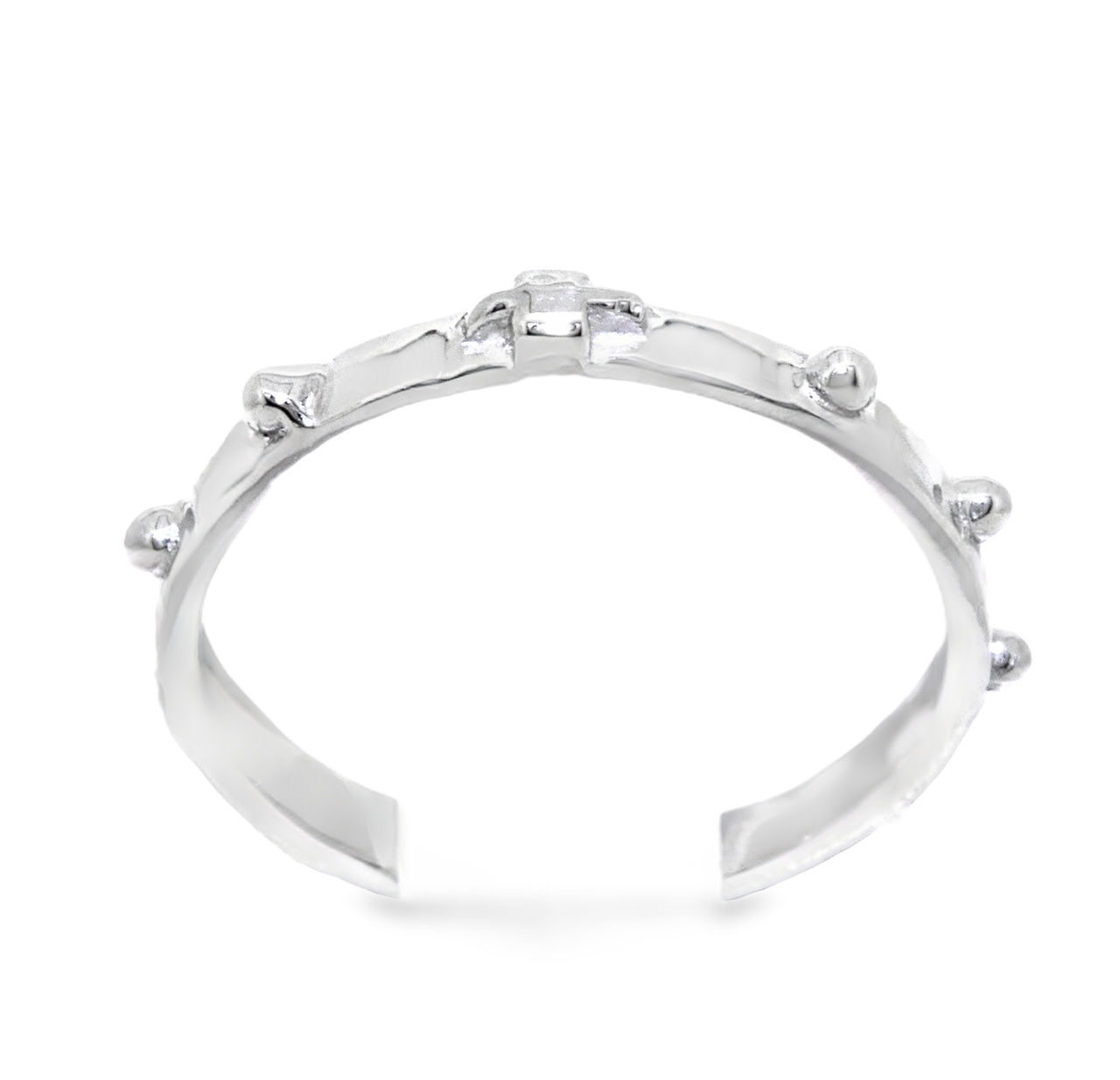 14K White Gold Rosary Ring 10016436 | Shin Brothers Inc **