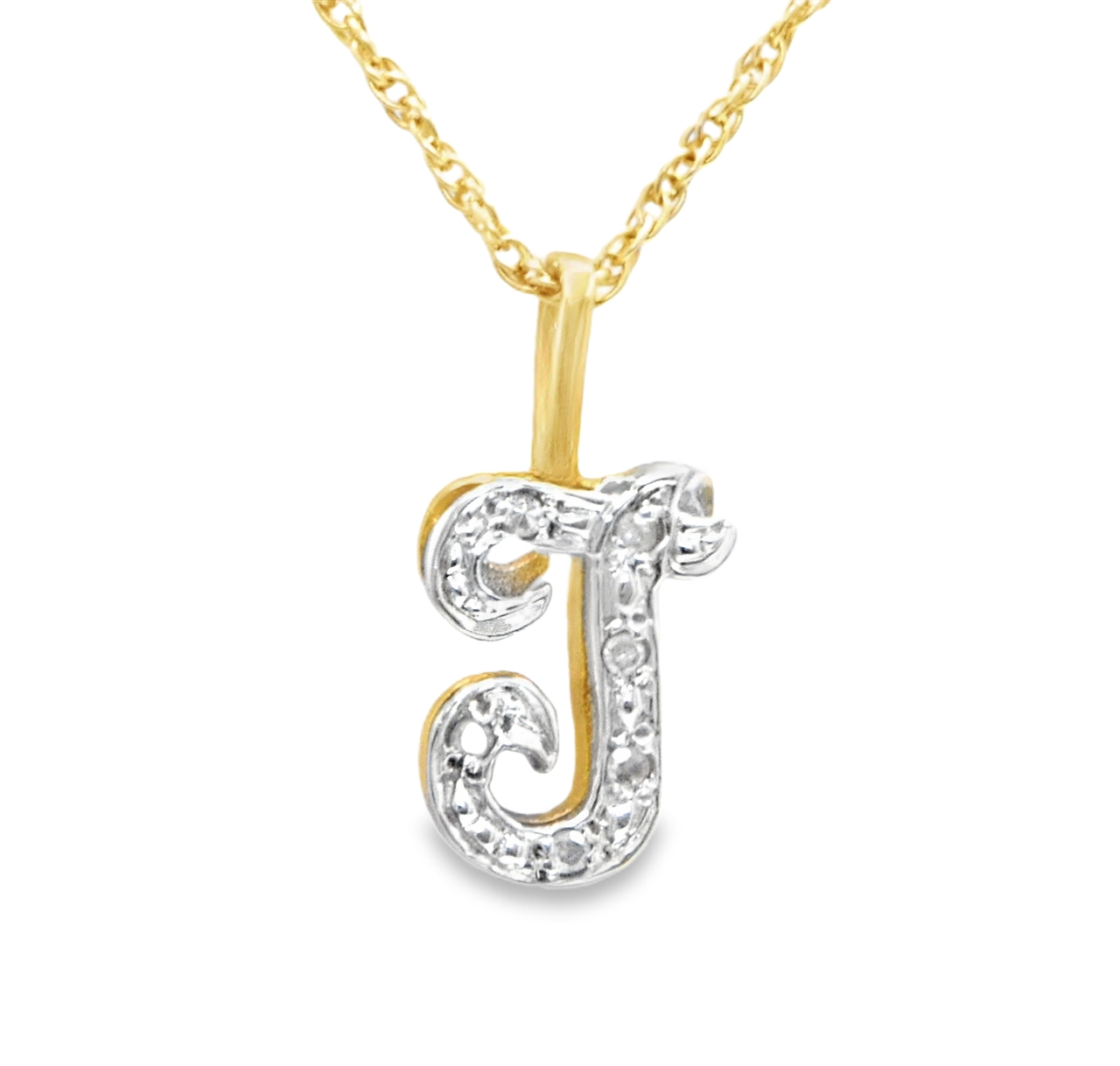 14K Yellow Gold Diamond "T" Initial Charm 51000580**