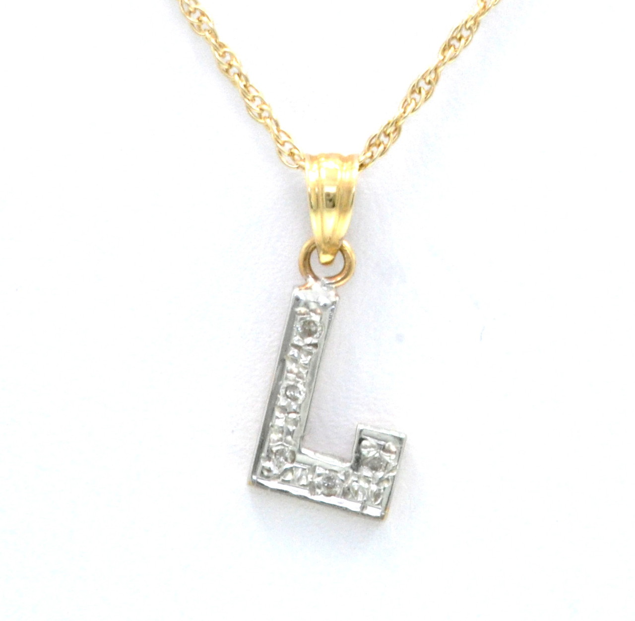 14K Two Tone Gold Diamond "L" Initial Charm 51000330
