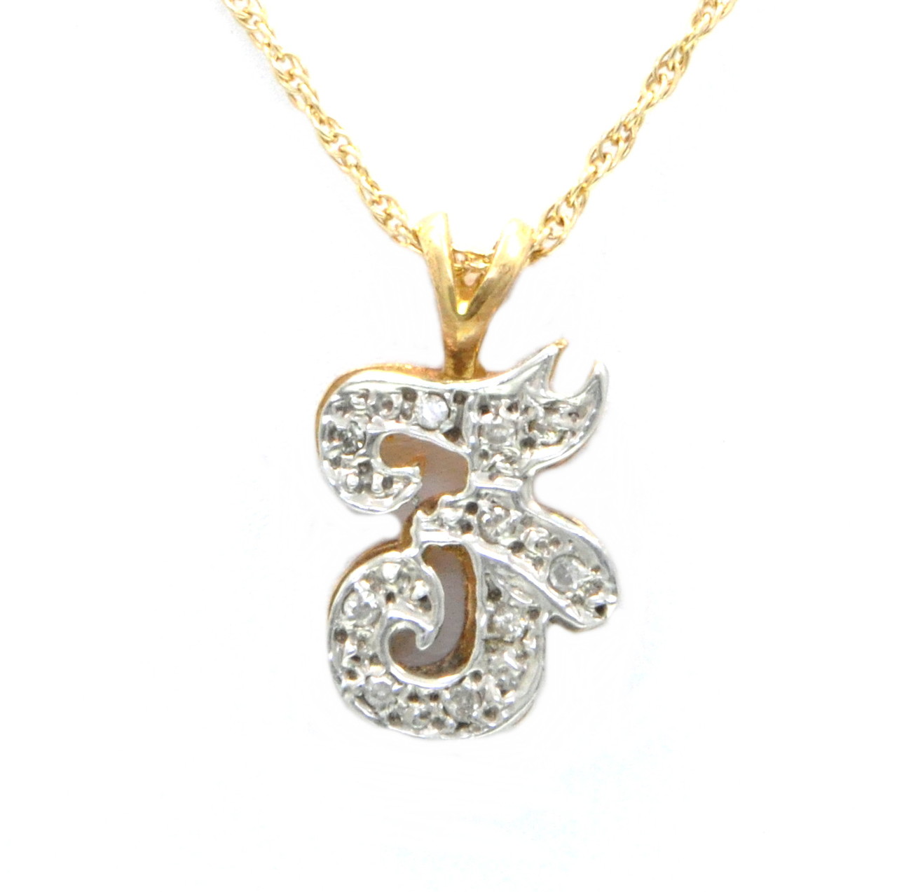 14K Two Tone Gold Diamond "F" Initial Charm 50000279