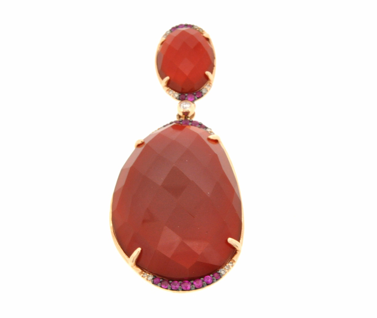 14K Rose Gold Red Agate Dangle Pendant with Side Accents 52001620 | Shin Brothers* 14K Rose Gold Red Agate Dangle Pendant with Side Accents 52001620 | Shin Brothers*