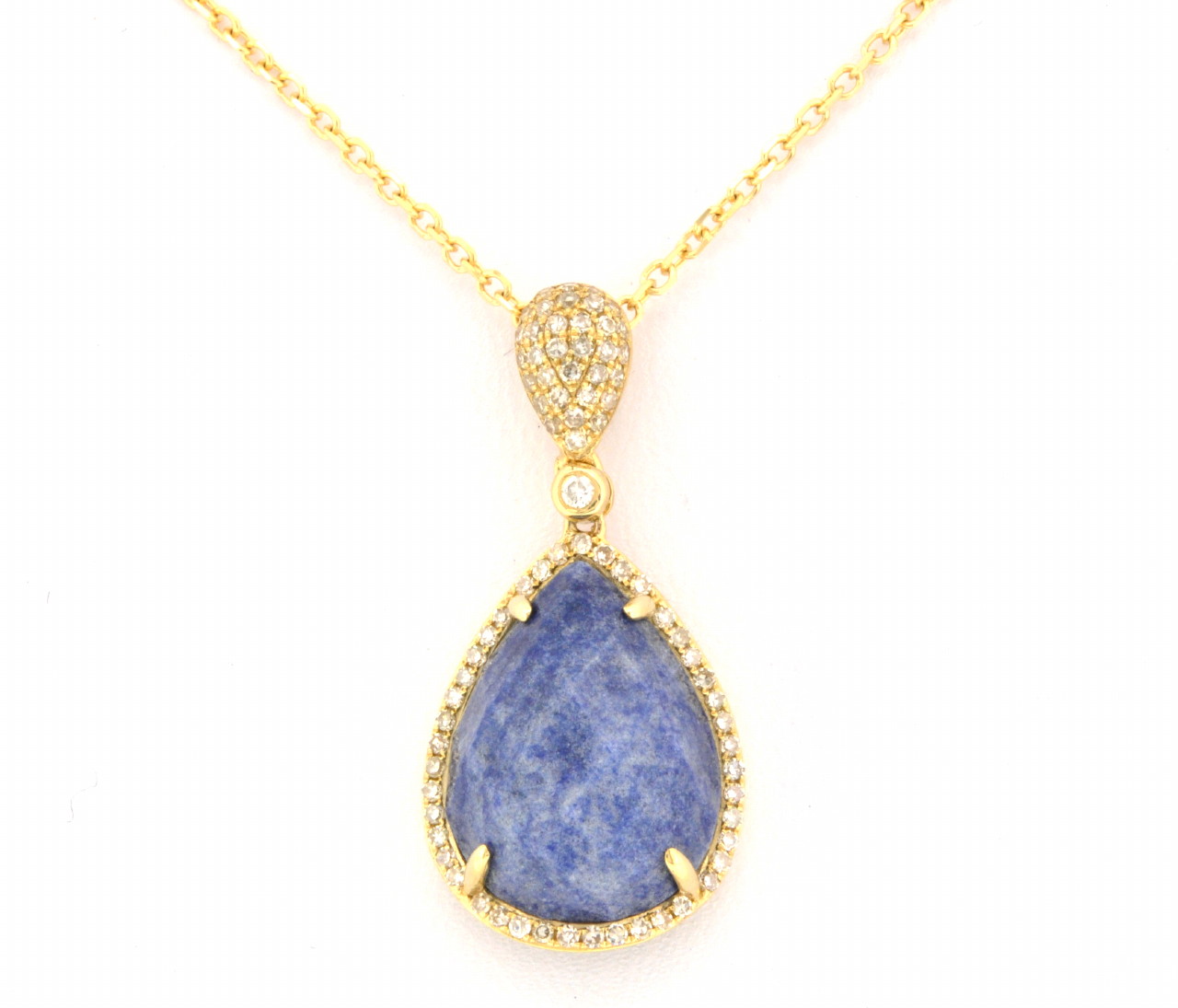 14K Yellow Gold Aventurine Diamond Teardrop Pendant 52001618 | Shin Brothers* 14K Yellow Gold Aventurine Diamond Teardrop Pendant 52001618 | Shin Brothers*