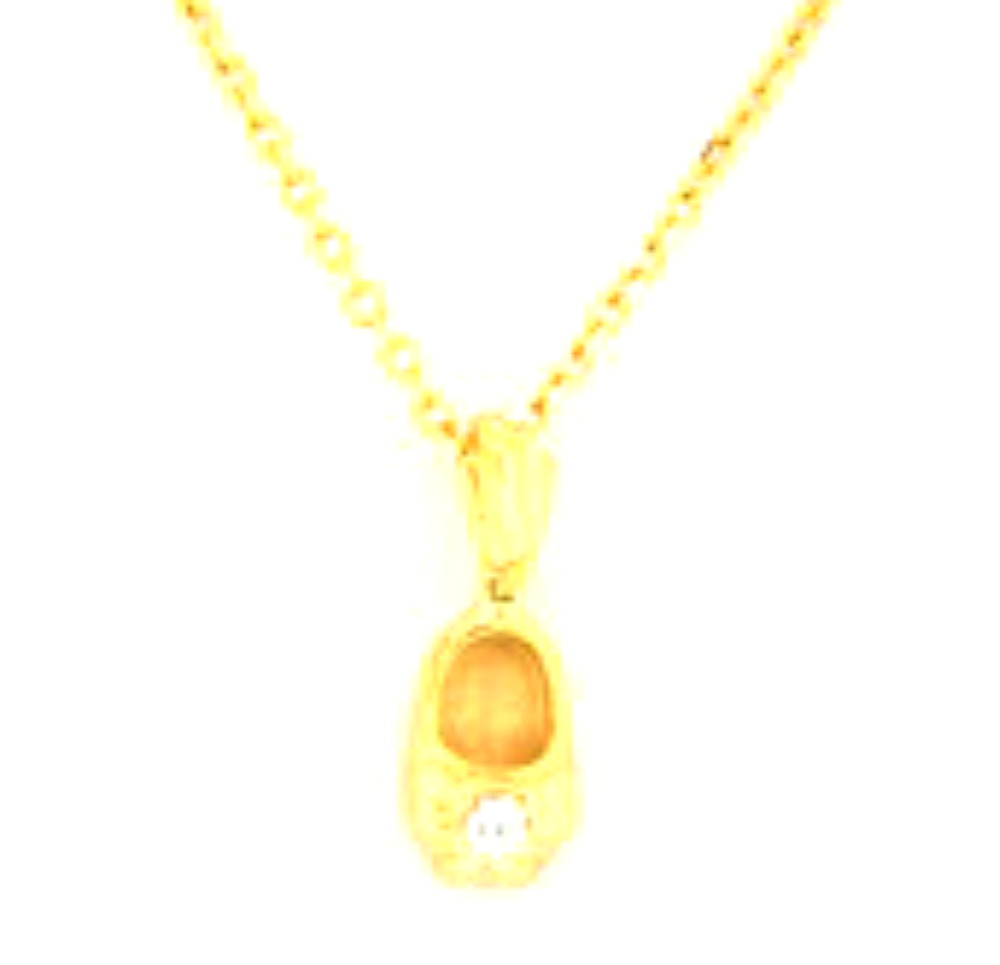 14K Yellow Gold Synthetic Blue Topaz Baby Shoe Pendant 52000494 