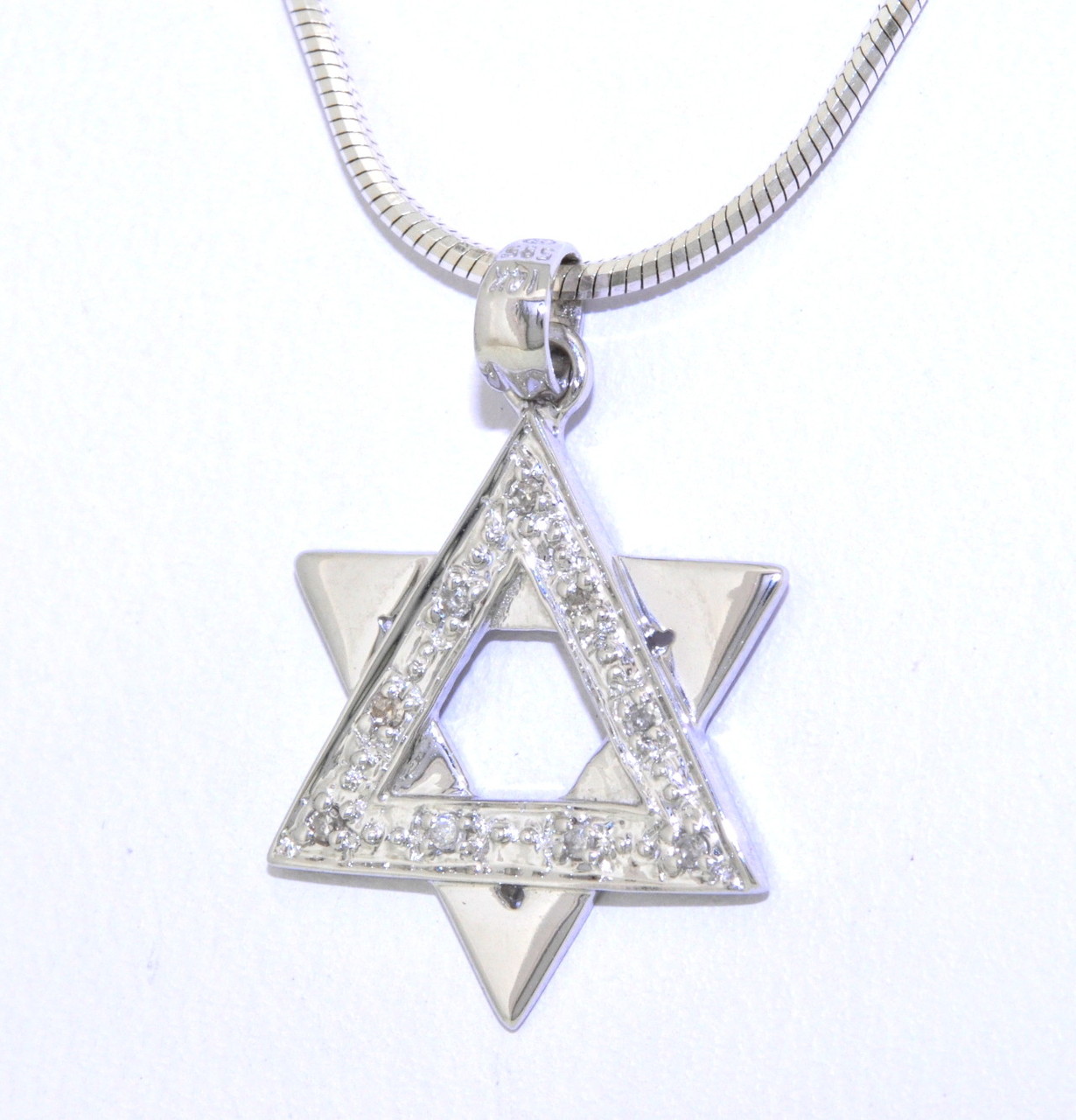 14K White Gold Diamond Star of David Charm 51001656