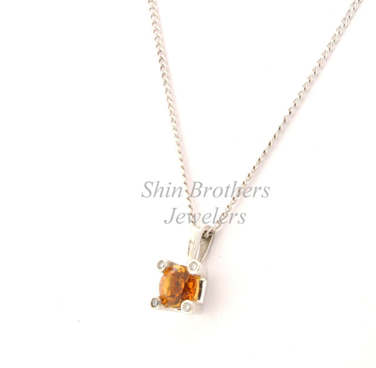 14K White Gold Citrine and Diamond Pendant 52000919 14K White Gold Citrine and Diamond Pendant 52000919