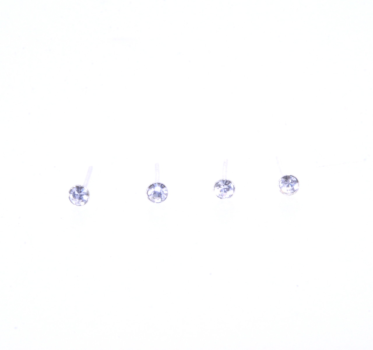 Sterling Silver CZ Straight Pin Nose Ring Set of Four  80000062-6