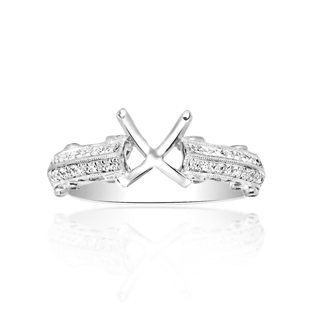 18K White Gold Diamond Ring Setting 11005139 | Shin Brothers* 18K White Gold Diamond Ring Setting 11005139 | Shin Brothers*