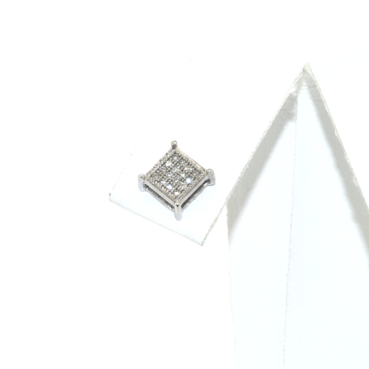 14K White Gold Invisible Set Diamond Single Earring 41110005