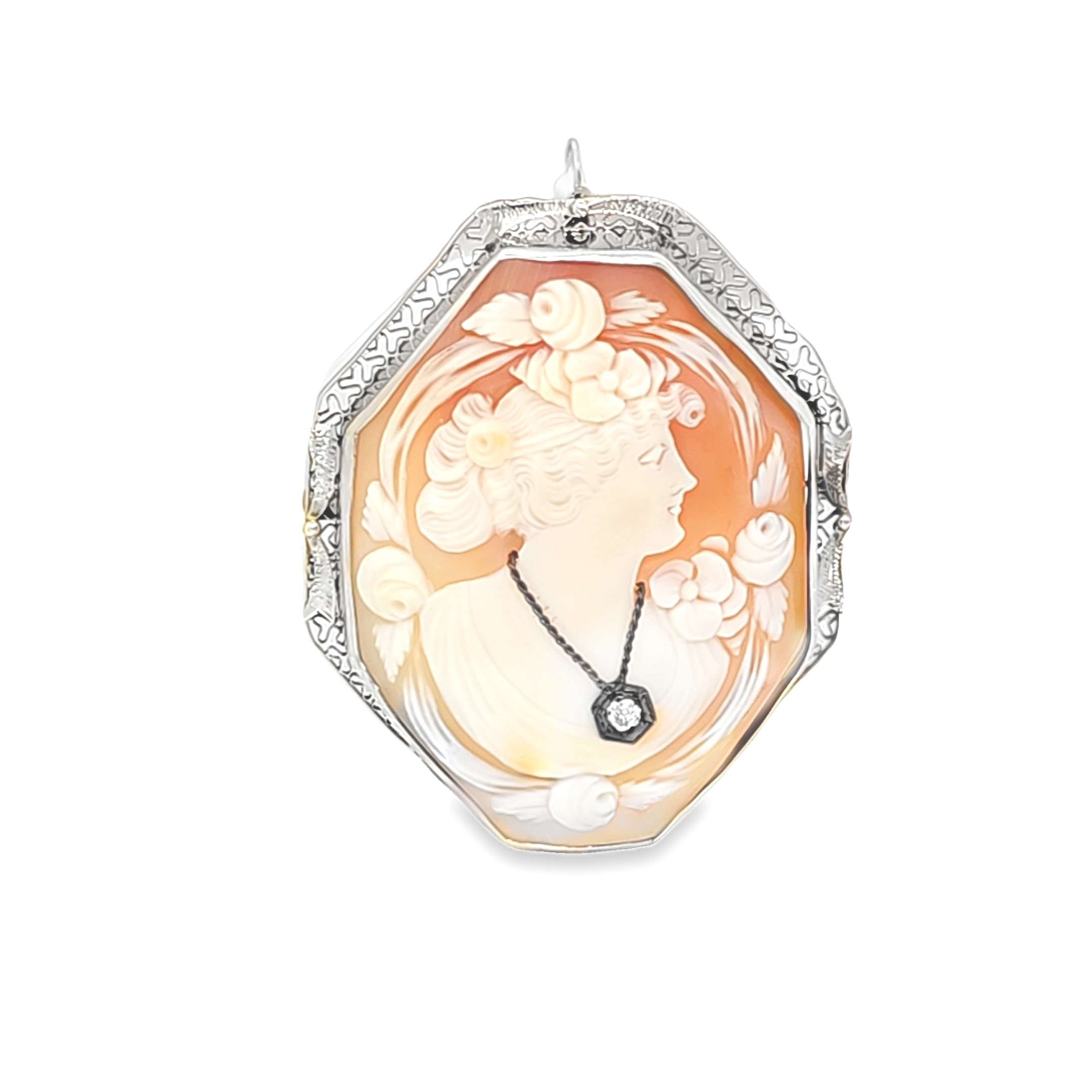 14K White Gold Cameo Pendant/Pin 52001582 | Shin Brothers**