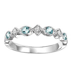 14K White Gold Blue Topaz & Diamond Stackable Ring 12003055 | Shin Brothers* 14K White Gold Blue Topaz & Diamond Stackable Ring 12003055 | Shin Brothers*