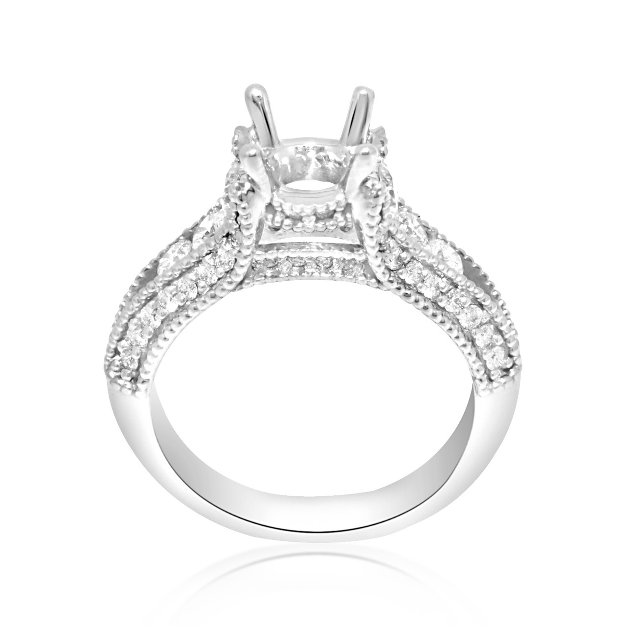 14K White Gold 0.83 ct Diamond Ring Setting 11005089  | Shin Brothers*  