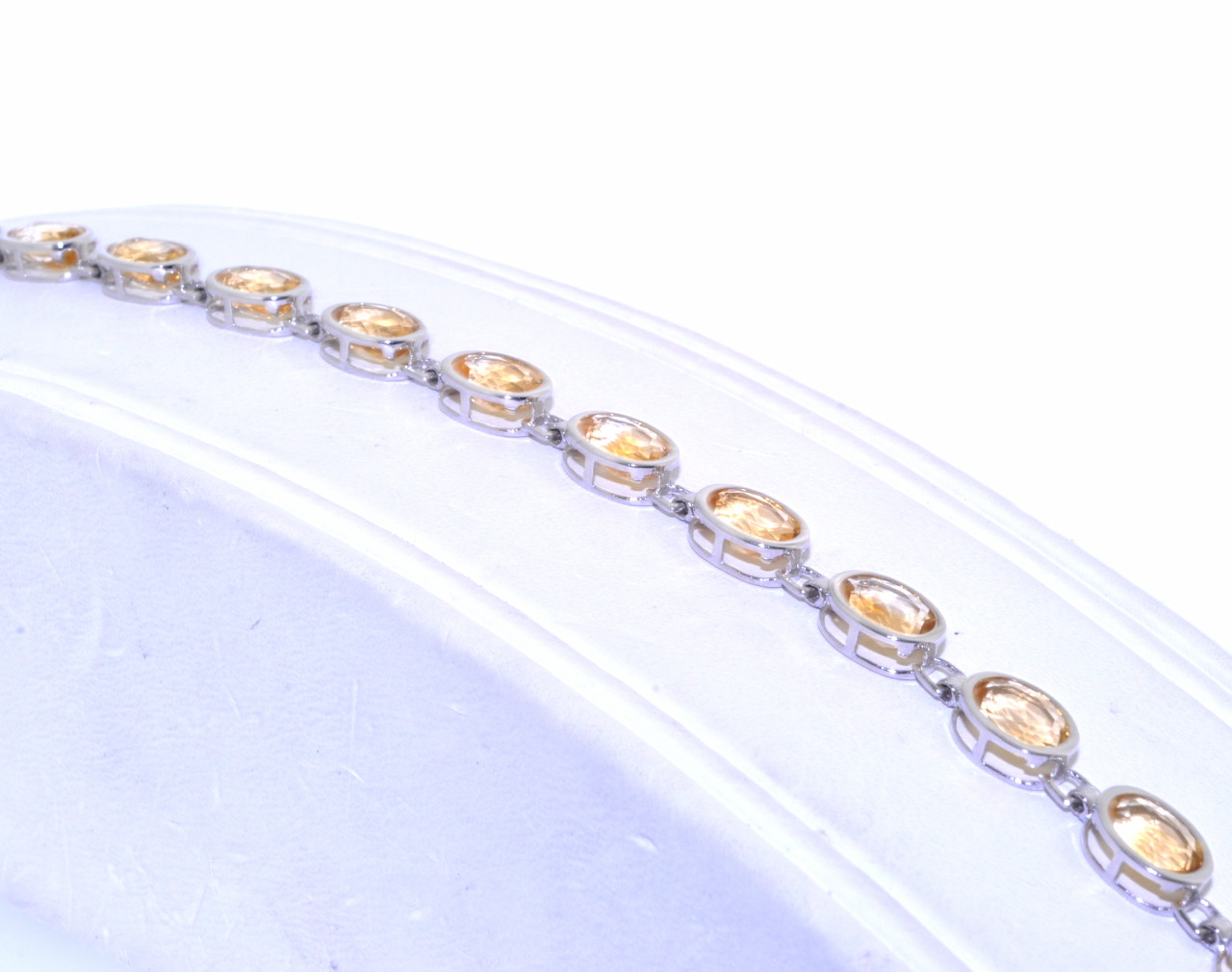 14K White Gold Citrine 7.5" Stone Bracelet  22000669 | Shin Brothers*