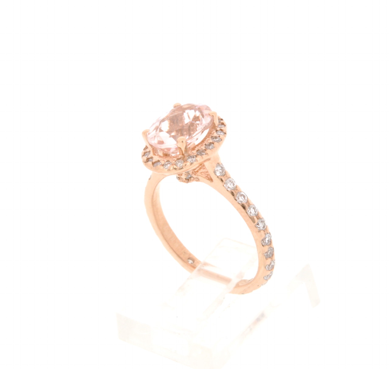 14K Rose Gold Oval Morganite Diamond Halo Ring 12002411 | Shin Brothers*