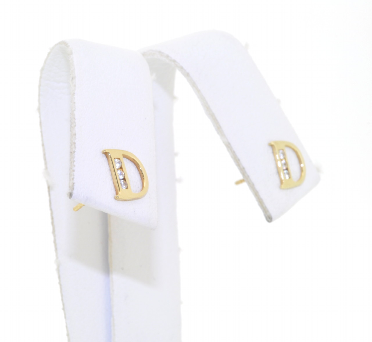 10K Yellow Gold Small "D" Initial Earring Studs 49210029