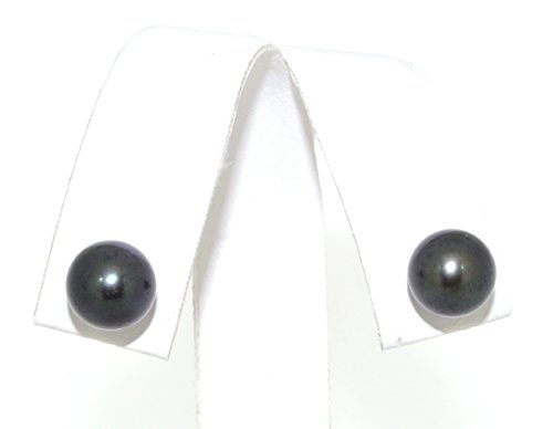 14K White Gold Black Pearl Stud Earrings