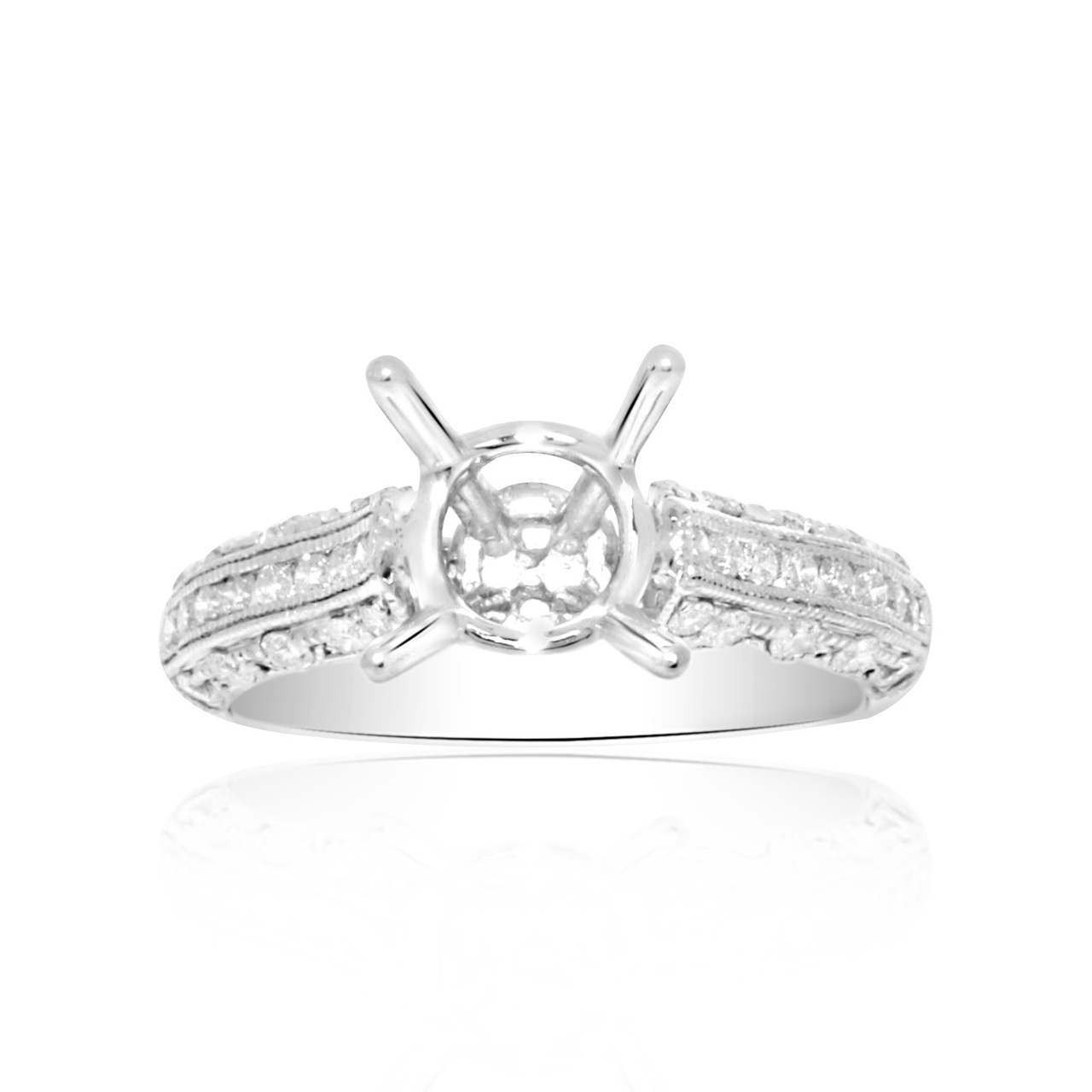 18K White Gold 0.65 ct Diamond 4 Prong Engagement Ring Setting 11005193   | Shin Brothers* 