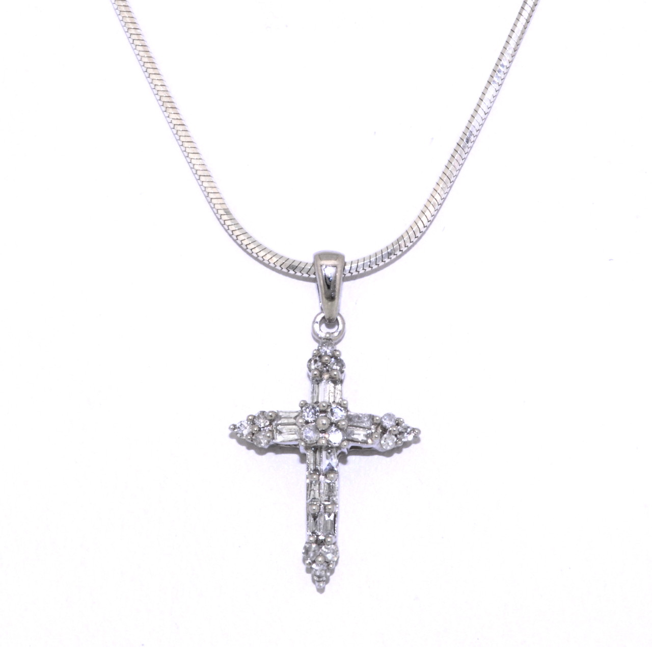 10K White Gold Baguette Diamond Charm 59110035