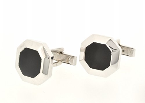 14K White Gold Onyx Octagonal Cufflinks 72010017 | Shin Brothers* 14K White Gold Onyx Octagonal Cufflinks 72010017 | Shin Brothers*
