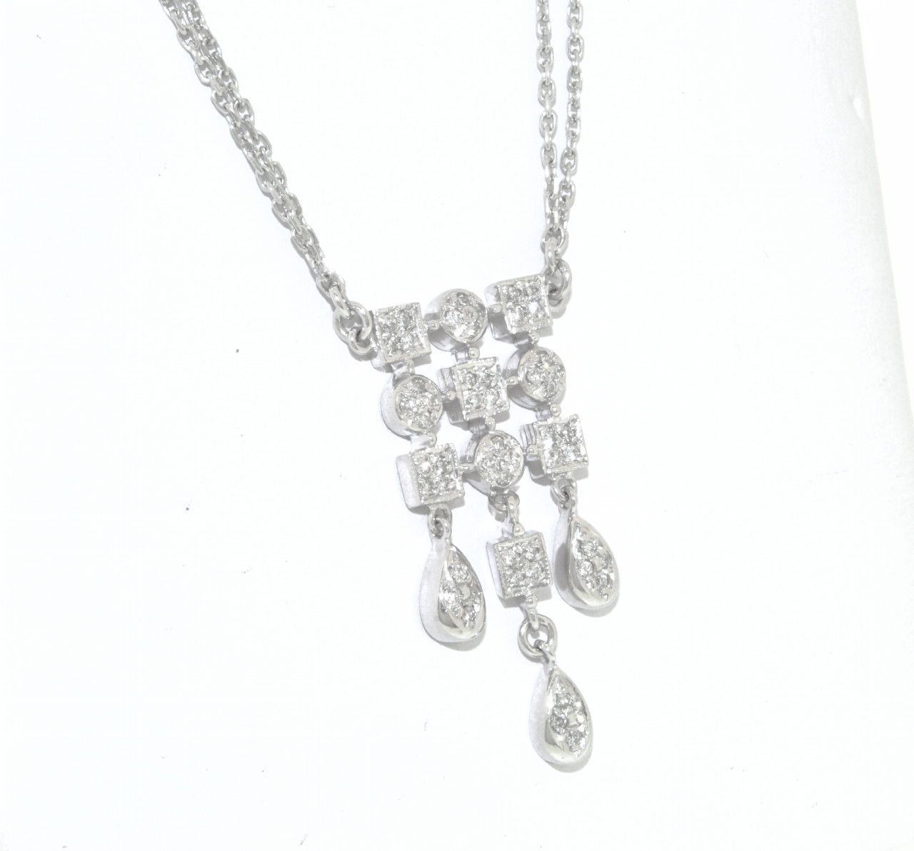 18K White Gold Fancy Diamond Shapes Necklace 31000334 | Shin Brothers*