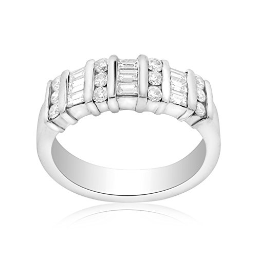 14K White Gold Baguette & Round Cut Diamond Band 11001218 | Shin Brothers* 14K White Gold Baguette & Round Cut Diamond Band 11001218 | Shin Brothers*