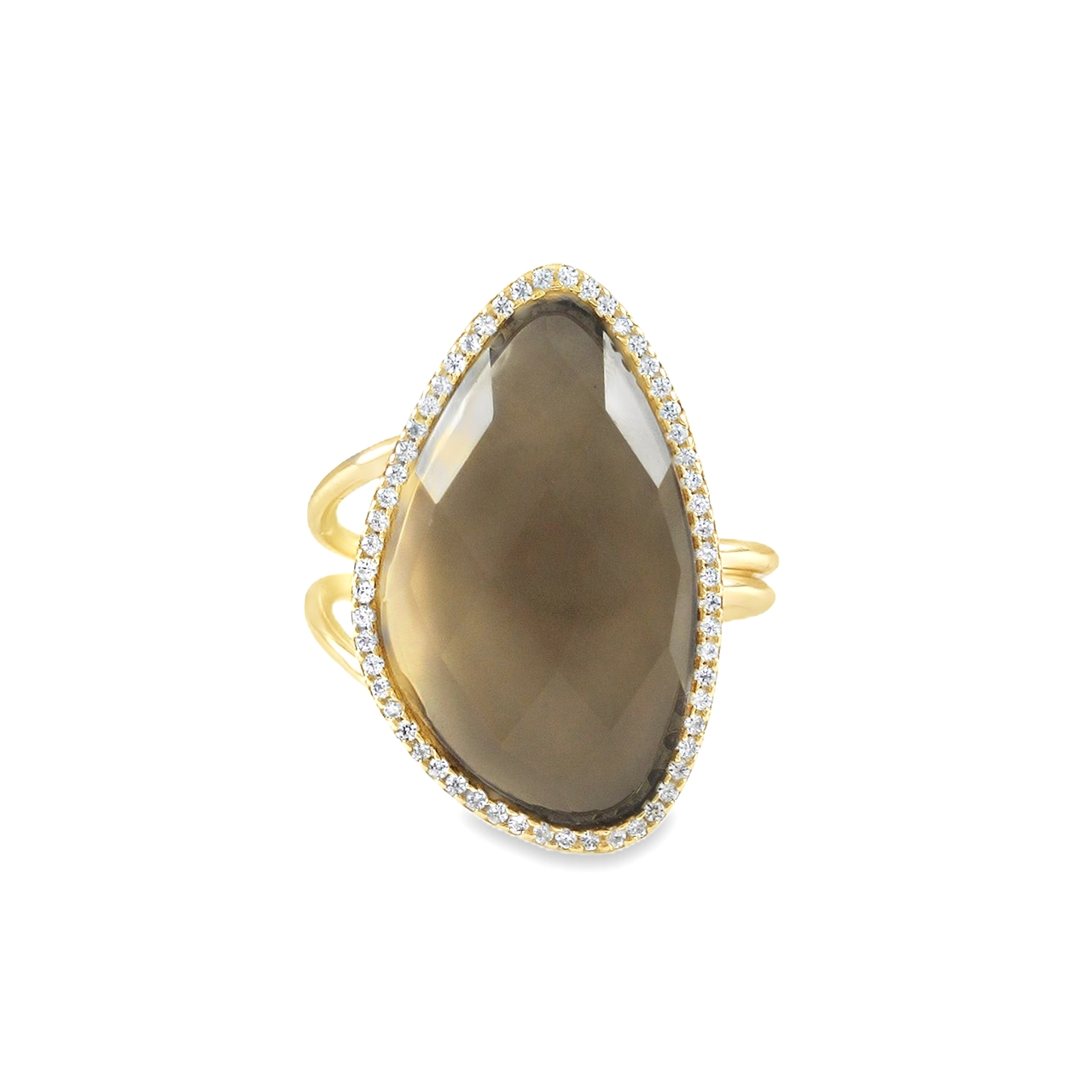 Gold Plated Sterling Silver Smoky Quartz Semi Precious Faceted Stone 81210114 Gold Plated Sterling Silver Smoky Quartz Semi Precious Faceted Stone 81210114