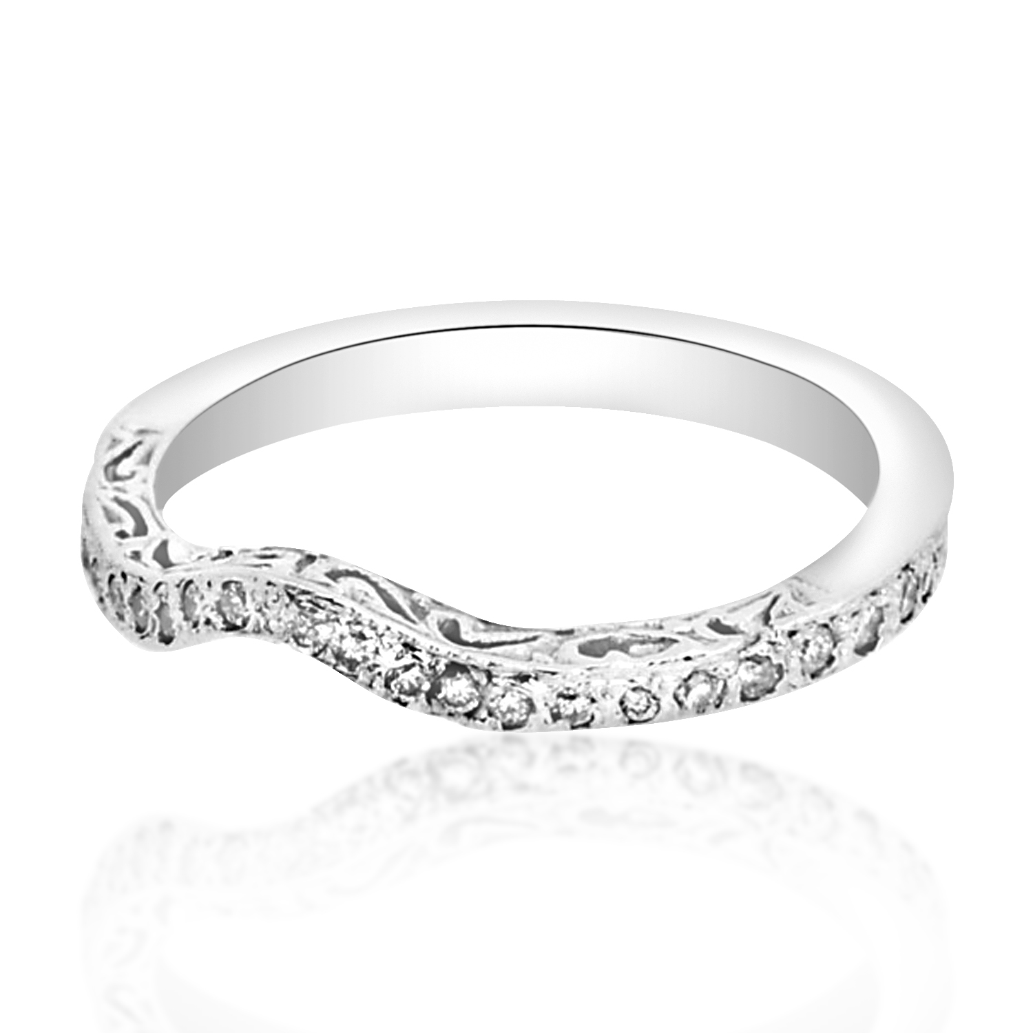 14K White Gold Curved Diamond Band 11001634 | Shin Brothers*