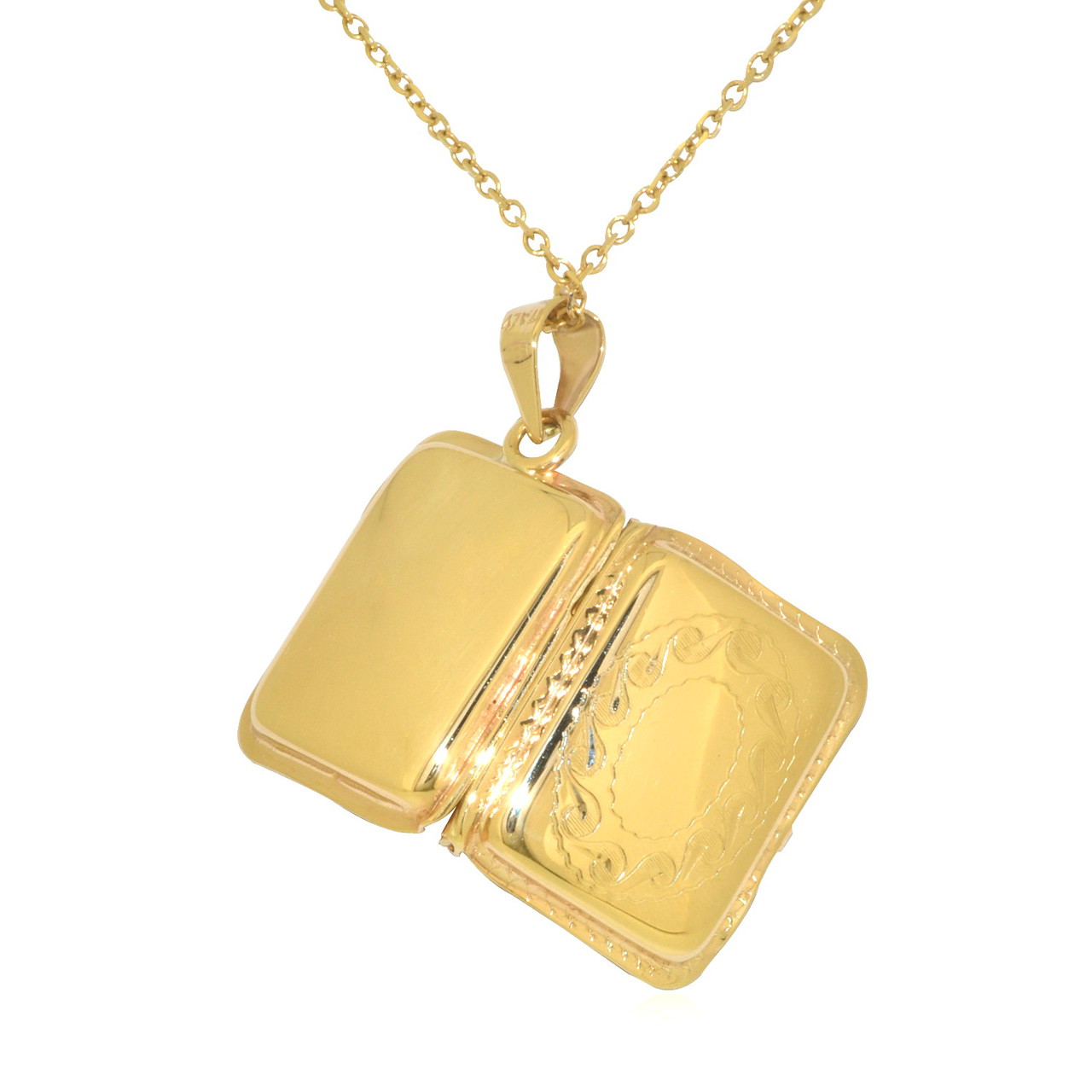 14K Yellow Gold Rectangular Picture Locket Pendant 14K Yellow Gold Rectangular Picture Locket Pendant