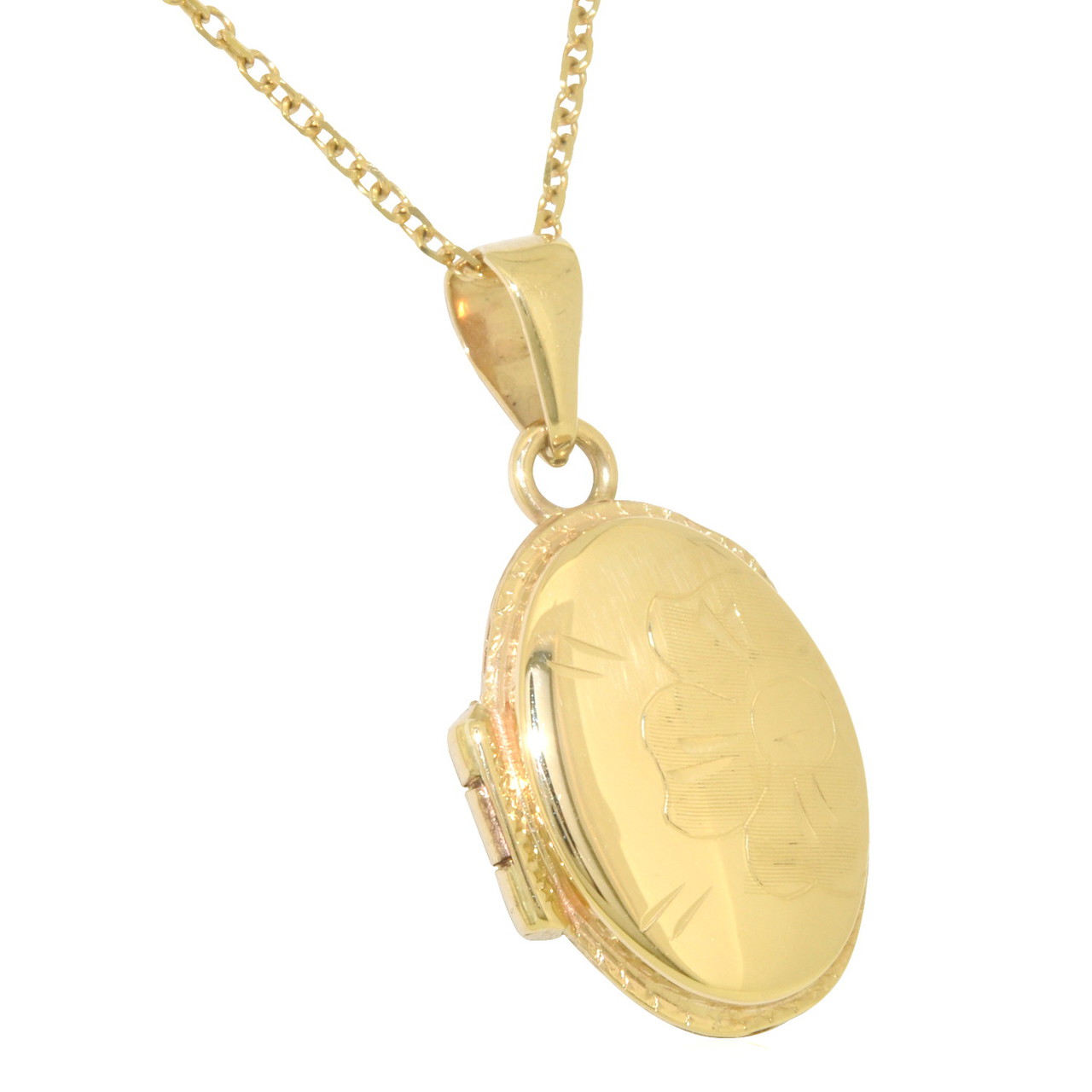 14K Yellow Gold Diamond Cut Oval Locket Charm 50003061 | Shin Brothers*