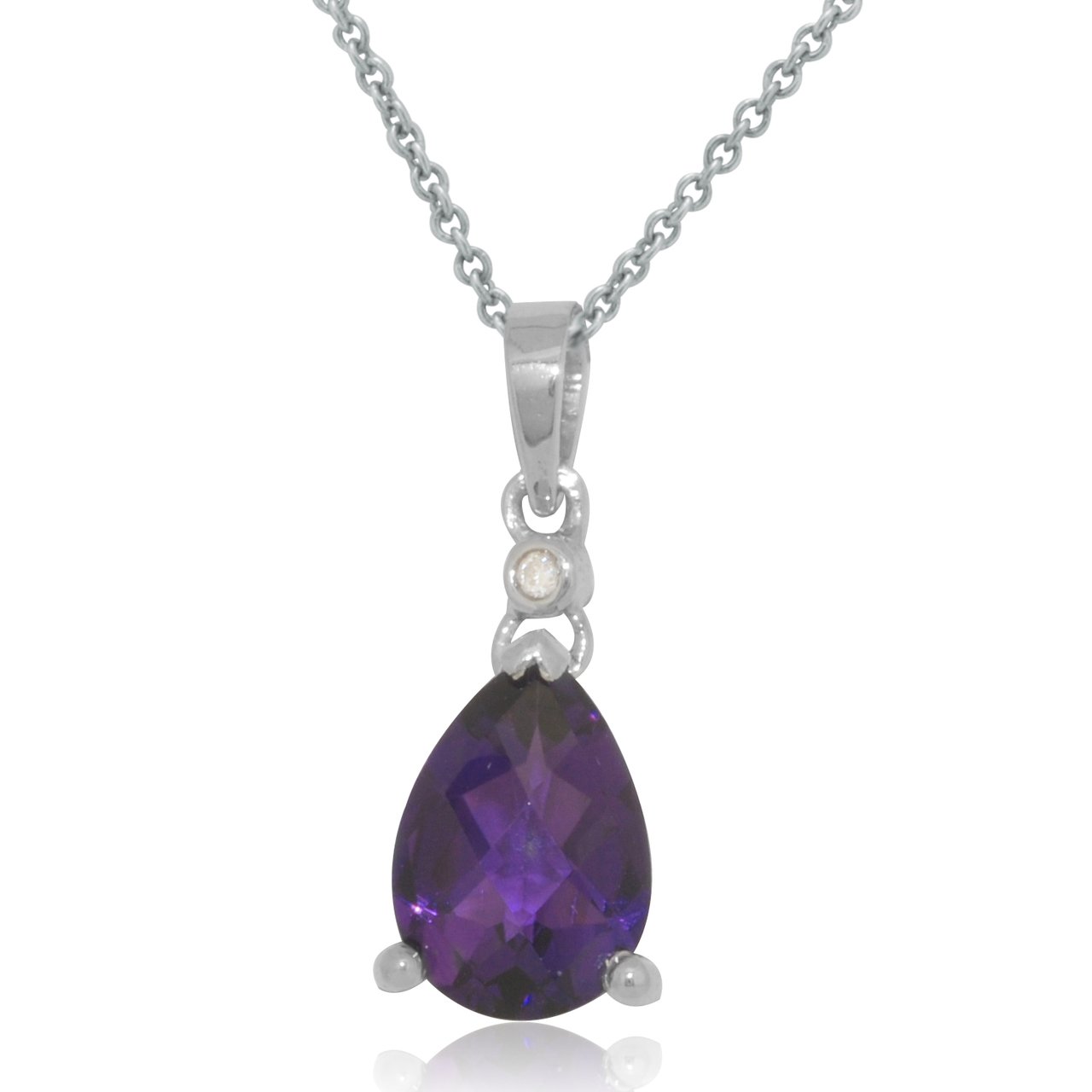 14K White Gold 1.9ct Amethyst/Diamond Teardrop Charm 52001812 | Shin Brothers* 14K White Gold 1.9ct Amethyst/Diamond Teardrop Charm 52001812 | Shin Brothers*