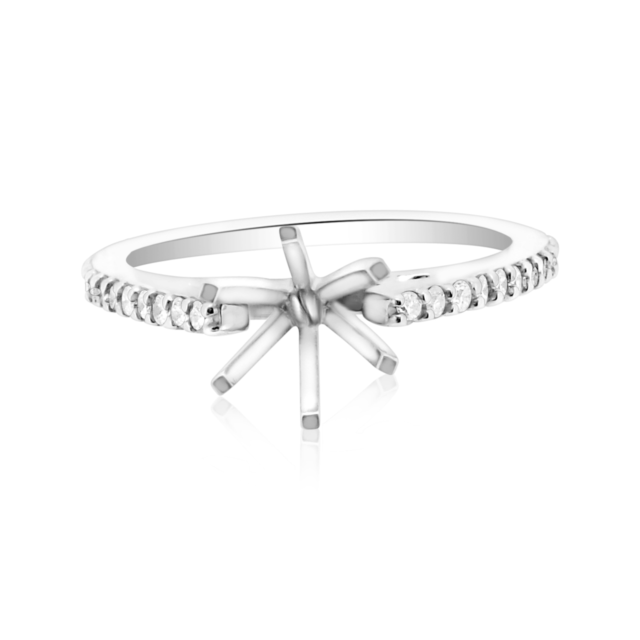 18k White Gold 6 Prong Diamond Engagement Ring Cathedral Setting 11005294 Shin Brothers