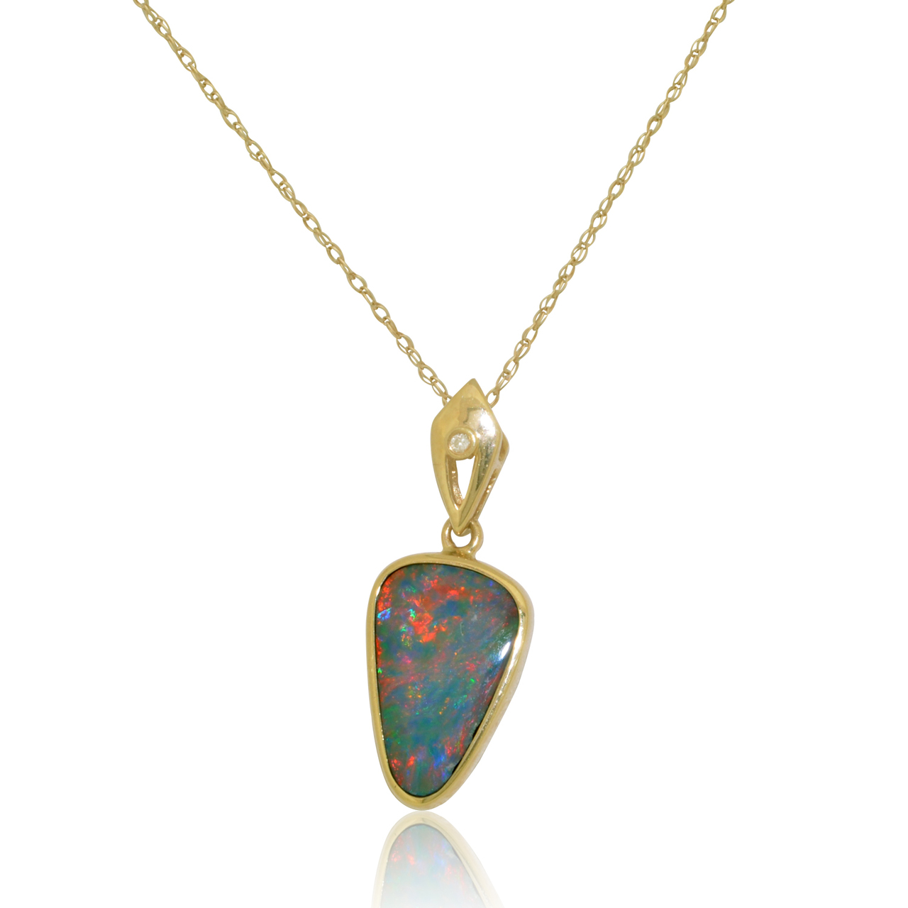 14K Yellow Gold Diamond Fiery Blue Opal Charm 52001820 14K Yellow Gold Diamond Fiery Blue Opal Charm 52001820