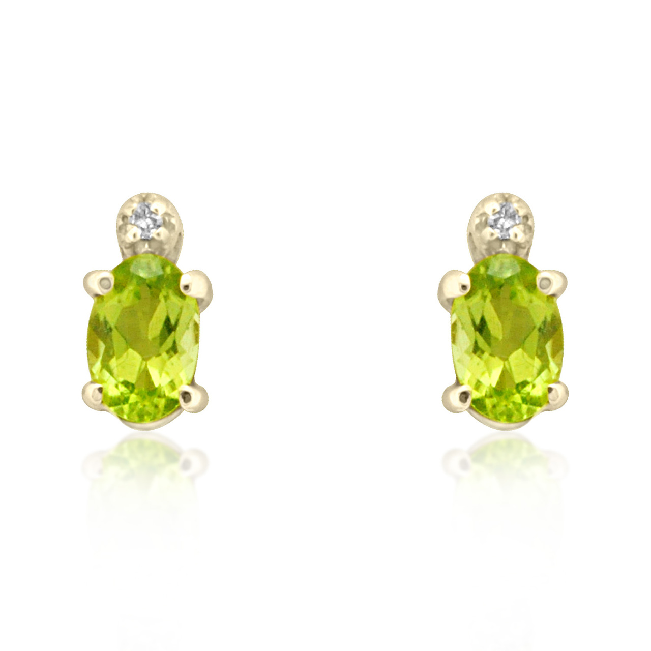 10K Yellow Gold Diamond Peridot Studs Earring 42000588