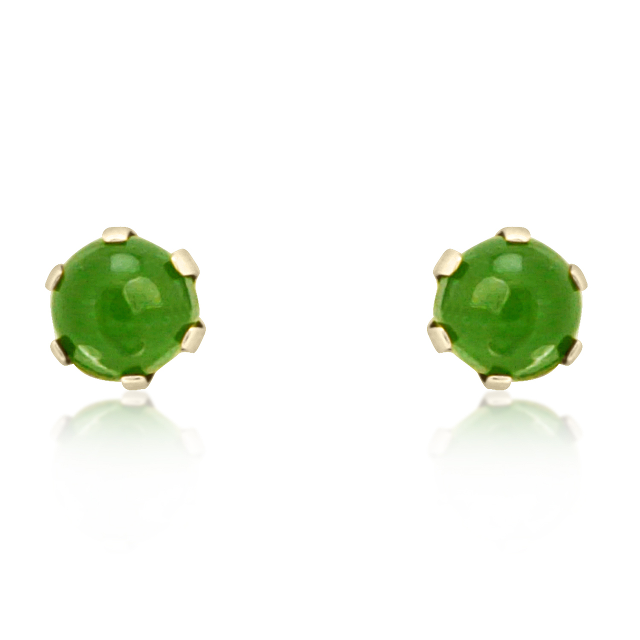 14K Yellow Gold Green Jade Stud Earrings 42001121 | Shin Brothers* 14K Yellow Gold Green Jade Stud Earrings 42001121 | Shin Brothers*