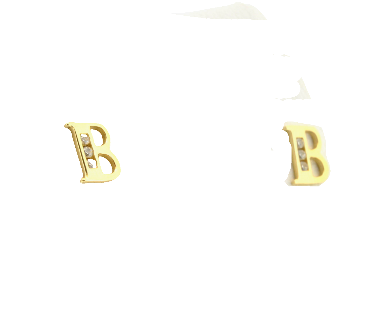 10K Yellow Gold CZ Small Initial "B" Earrings | Shin Brothers*  49210027